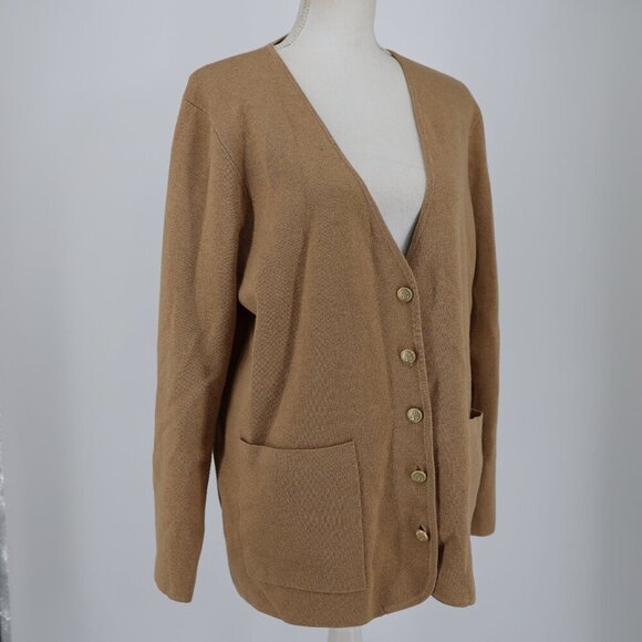 J.Crew Giselle Women’s Camel Cardigan Sweater Size M Merino Wool Cotton Blend - Picture 2 of 12